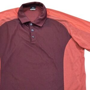 Nike Dri Fit UV Golf Polo‎ Shirt Burgundy Orange Color Block SS Mens XXL